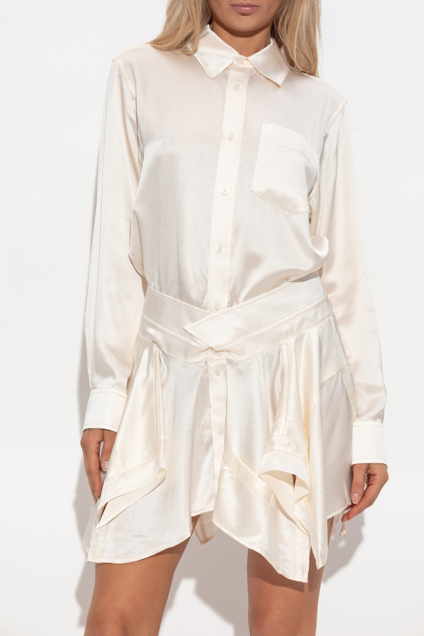 Cream Silk dress with asymmetrical hem T by Alexander Wang